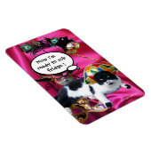 MAGNET FLEXIBLE CHAT AVEC CASQUETTE HARLEQUIN ET MASQUERADE DE FÊT (Côté Droit)