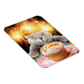 Magnet Flexible Chat Avec Cupcake Sparkler (Côté Droit)