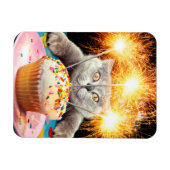 Magnet Flexible Chat Avec Cupcake Sparkler (Horizontal)