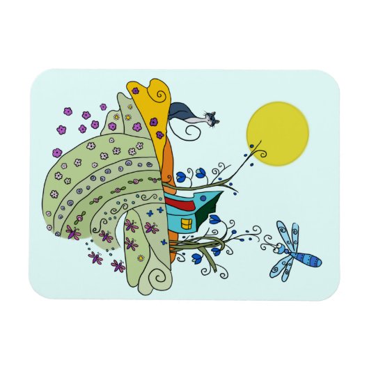 Magnet Flexible Chat avec maison (Horizontal)