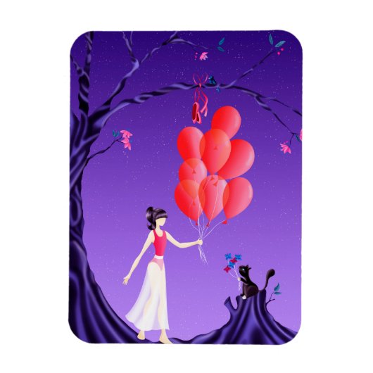 Magnet Flexible Chat & Ballerina à l'arbre de minuit (Vertical)
