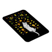 Magnet Flexible Chat blanc avec illustration de feuilles d'automne (Côté Droit)