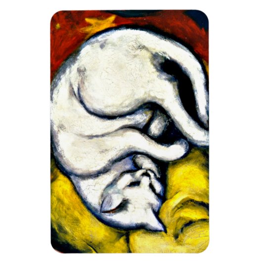 Magnet Flexible Chat blanc, peinture d'art (Vertical)