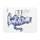 Magnet Flexible Chat bleu avec tasse WTF (Horizontal)