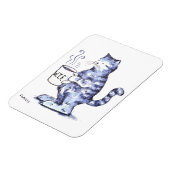 Magnet Flexible Chat bleu avec tasse WTF (Côté Gauche)