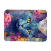 Magnet Flexible Chat bleu russe coloré (Horizontal)