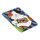 Magnet Flexible Chat Calico couché et ours en peluche (Côté Droit)