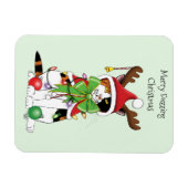Magnet Flexible Chat Calico de Noël amusant (Horizontal)