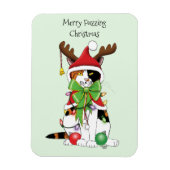 Magnet Flexible Chat Calico de Noël amusant (Vertical)