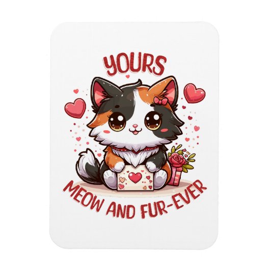 Magnet Flexible Chat calicot adorable pour la Saint-Valentin (Vertical)