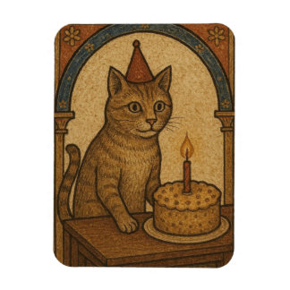 Magnet Flexible Chat d'anniversaire médiéval