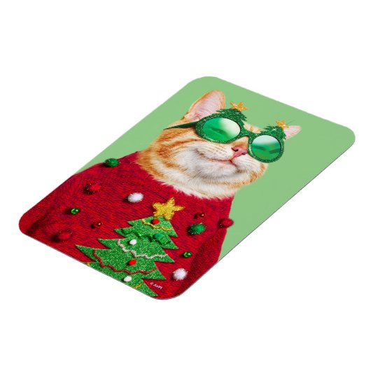 Magnet Flexible Chat dans un pull de Noël moche (Côté Gauche)
