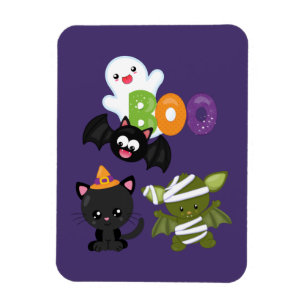 Magnet Flexible Chat de Cute Halloween, bat, mummy et ghost