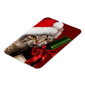 Magnet Flexible Chat De Noël Avec Bouteille De Vin (Côté Gauche)