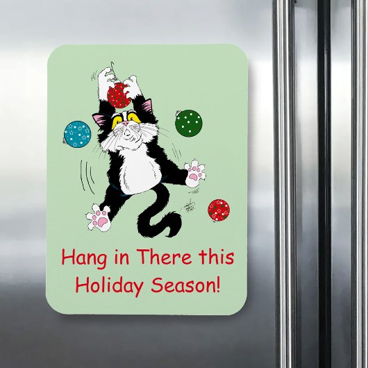 Magnet Flexible Chat de Noël noir blanc Tuxedo