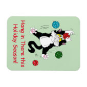 Magnet Flexible Chat de Noël noir blanc Tuxedo (Horizontal)