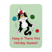 Magnet Flexible Chat de Noël noir blanc Tuxedo (Vertical)