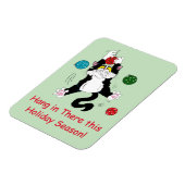 Magnet Flexible Chat de Noël noir blanc Tuxedo (Côté Gauche)