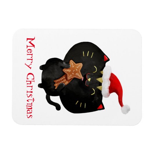 Magnet Flexible Chat de Noël Noir Cute (Horizontal)