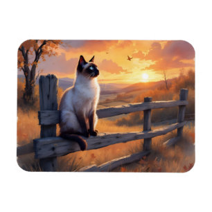 Magnet Flexible Chat de Siamese sur une clôture à rail cassé