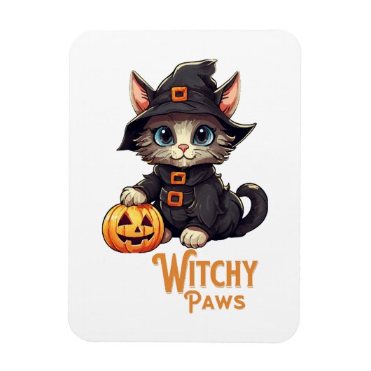 Magnet Flexible Chat d'Halloween aux pattes de sorcière (Vertical)