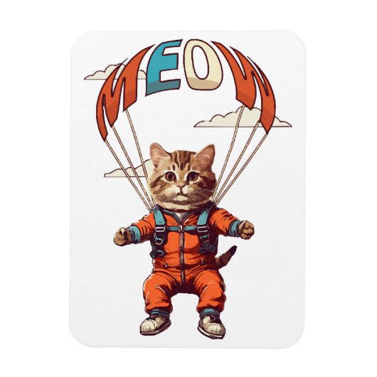 Magnet Flexible Chat drôle de parachutisme (Vertical)
