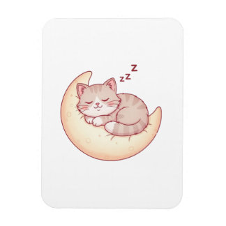 Magnet Flexible Chat endormi sur un oreiller de lune – Sieste de c