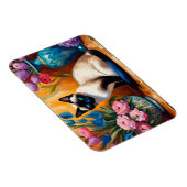 Magnet Flexible Chat et bouquets siamois dans Vases aquarelle (Côté Droit)