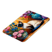 Magnet Flexible Chat et bouquets siamois dans Vases aquarelle (Côté Gauche)