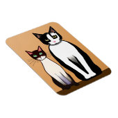 Magnet Flexible Chat et chaton noir et blanc rétro moderne (Côté Droit)