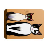 Magnet Flexible Chat et chaton noir et blanc rétro moderne (Horizontal)