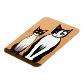 Magnet Flexible Chat et chaton noir et blanc rétro moderne (Côté Gauche)