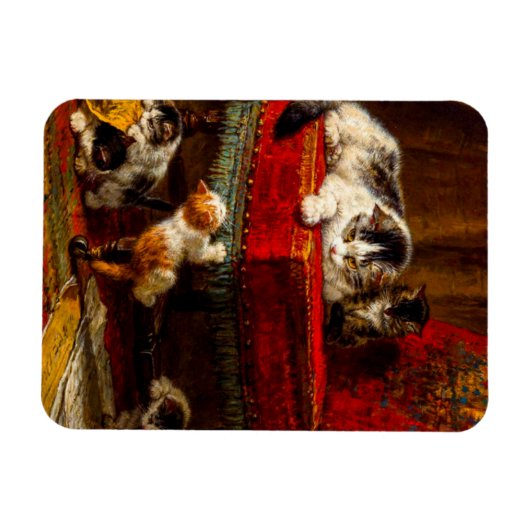 Magnet Flexible Chat et chatons Jouer avec chaise (Horizontal)