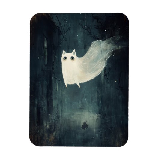 Magnet Flexible Chat fantôme d'Halloween (Vertical)