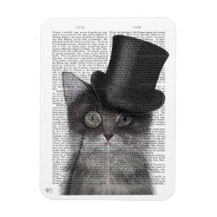 Magnet Flexible Chat gris avec chapeau supérieur
