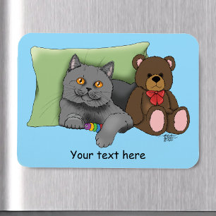 Magnet Flexible Chat gris ours en peluche