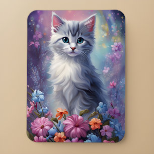 Magnet Flexible Chat Gris Whimsical dans Magic Garden Kitten Magne