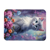 Magnet Flexible Chat Gris Whimsical dans Magic Garden Kitten Magne (Horizontal)