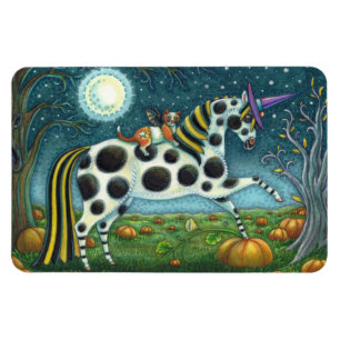 Magnet Flexible CHAT HALLOWEEN PONY ET BAT CHAT Imaginaire Cheval