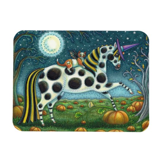 MAGNET FLEXIBLE CHAT HALLOWEEN PONY ET BAT CHEVAL WHIMSICAL (Horizontal)