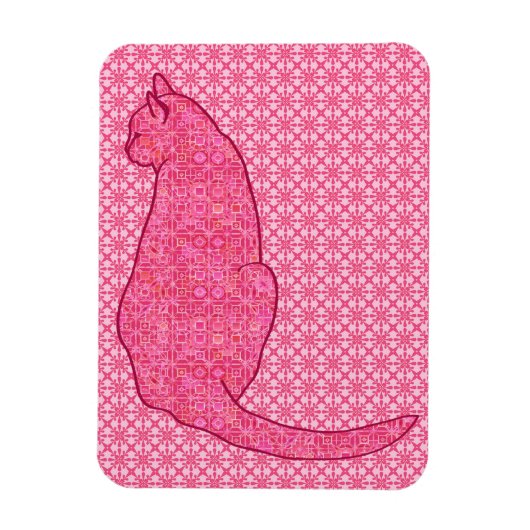 Magnet Flexible Chat japonais - Fuchsia Pink Batik (Vertical)