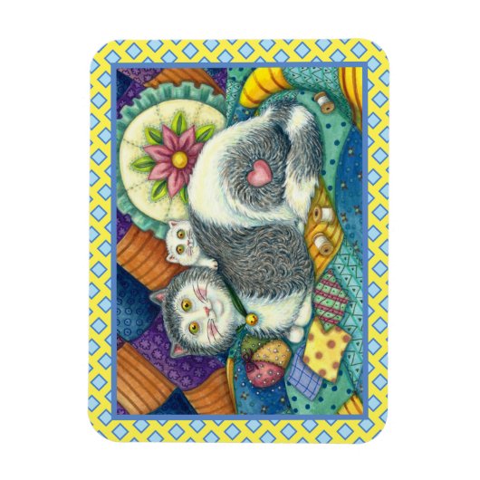 MAGNET FLEXIBLE CHAT MÈRE & CUISINE, QUILTS EN PATCHWORK, PINCUSHI (Vertical)