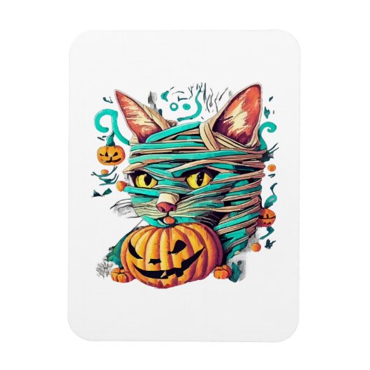 Magnet Flexible Chat momie drôle Halloween (Vertical)