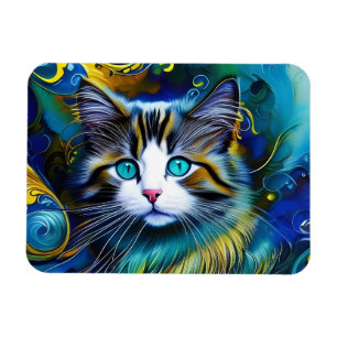 Magnet Flexible Chat Mystique Beau en Bleus et Ors