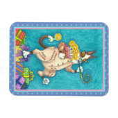 MAGNET FLEXIBLE CHAT N'FITZ EN COUCHER D'ANNIVERSAIRE, GÂTEAU ET B (Horizontal)