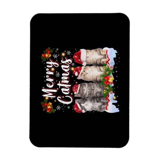 Magnet Flexible Chat Noël Santa Hat Funny Joyeux Noël (Vertical)