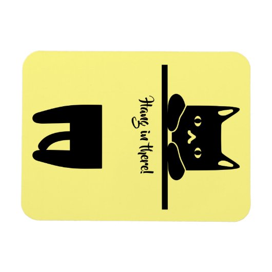 Magnet Flexible Chat noir, accrochez-vous là ! (Horizontal)