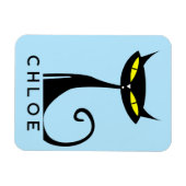 Magnet Flexible Chat noir atomique moderne du milieu du siècle (Horizontal)