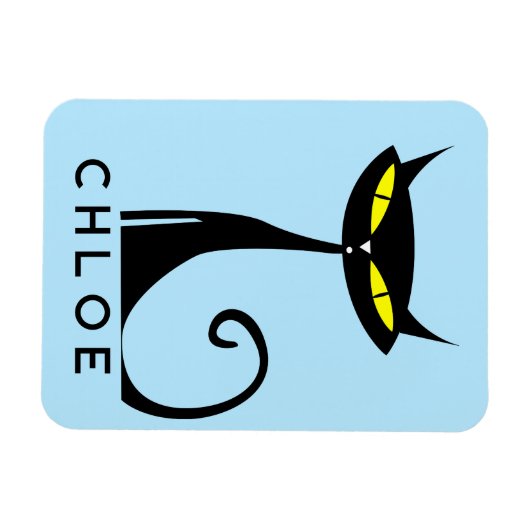 Magnet Flexible Chat noir atomique moderne du milieu du siècle (Horizontal)