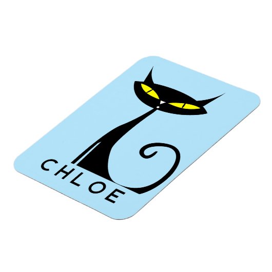 Magnet Flexible Chat noir atomique moderne du milieu du siècle (Côté Gauche)